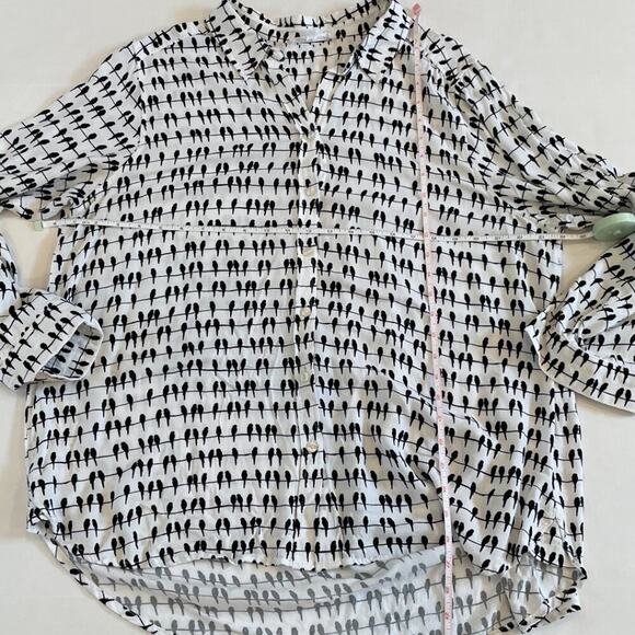 Jane & Delancey Birds on a Wire Long Sleeve Roll Tab Button Down Tunic, 1X - Picture 8 of 10